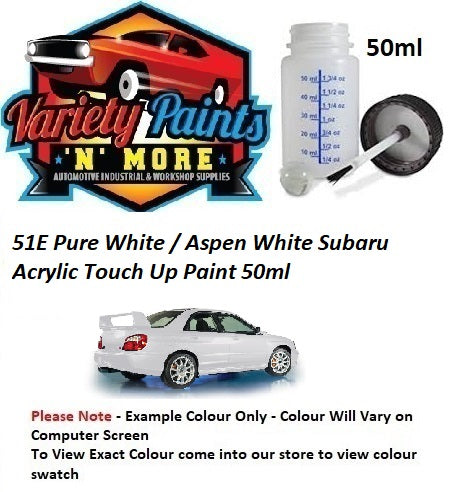 51E Pure White / Aspen White Subaru Acrylic Touch Up Paint 50ml