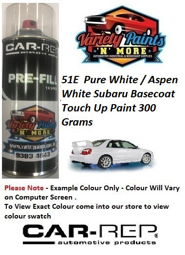 51E  Pure White / Aspen White Subaru Basecoat Touch Up Paint 300 Grams