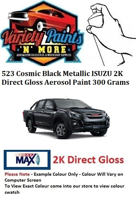 523 Cosmic Black Metallic ISUZU 2K Direct Gloss Aerosol Paint 300 Grams
