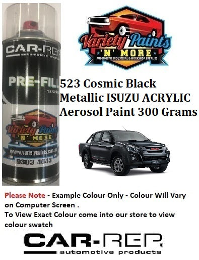 523 Cosmic Black Metallic ISUZU ACRYLIC Aerosol Paint 300 Grams