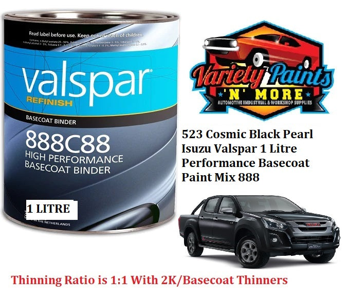 523 Cosmic Black Pearl Isuzu Valspar 1 Litre Performance Basecoat Paint Mix 888