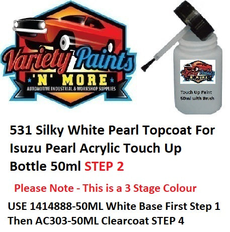 531 Silky White Pearl Topcoat For Isuzu Acrylic Touch Up Bottle 50ml STEP 2