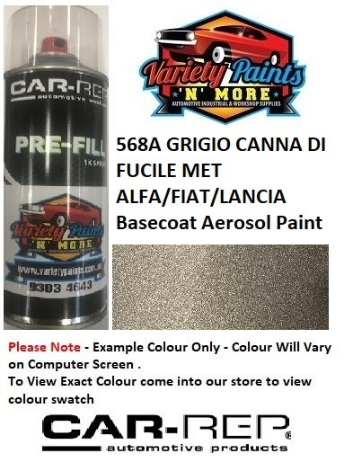 568A GRIGIO CANNA DI FUCILE MET ALFA/FIAT/LANCIA  Basecoat Aerosol Paint 300 Grams