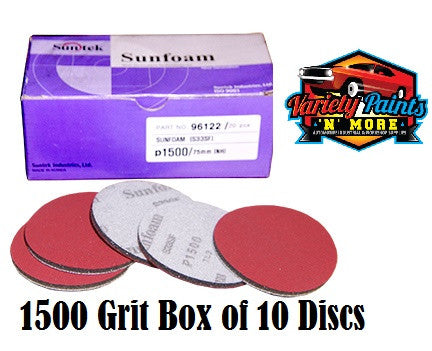 Sunfoam Foam Velcro Discs 150mm x 1500 Grit Pack of 10
