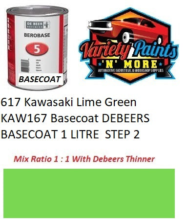 617 Kawasaki Lime Green KAW167 Basecoat DEBEERS BASECOAT 1 LITRE  STEP 2