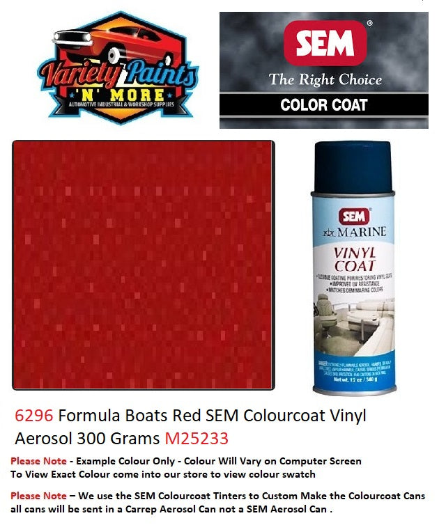 M25233 Formula Boats Red SEM Colourcoat Vinyl Aerosol 300 Grams 6296