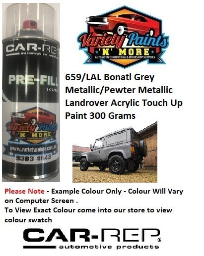 659/LAL Bonati Grey Metallic/Pewter Metallic Landrover ACRYLIC Touch Up Paint 300 Grams 2IS 42A
