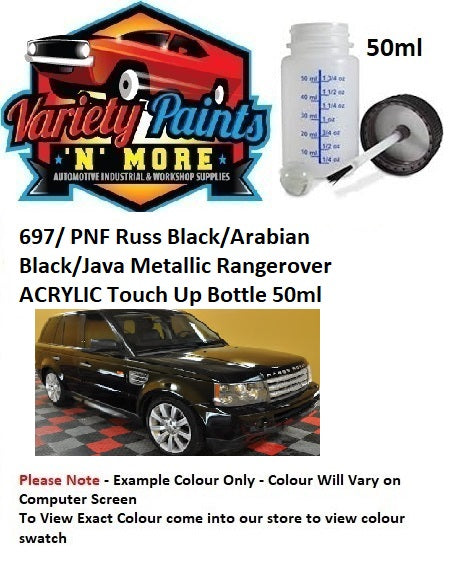 697/ PNF Russ Black/Arabian Black/Java Metallic Rangerover Acrylic Touch Up Paint 50ML Bottle