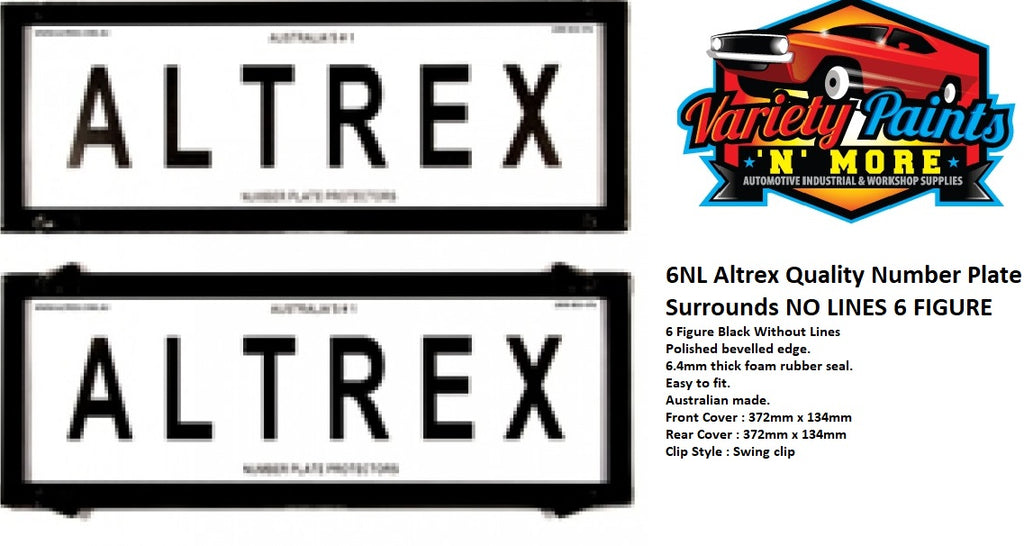 Altrex Number Plate Surrounds 6NL No Lines 6 Figure