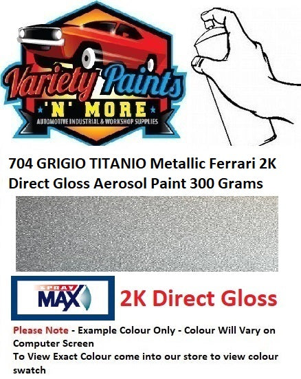 704 GRIGIO TITANIO Metallic Ferrari 2K Direct Gloss Aerosol Paint 300 Grams