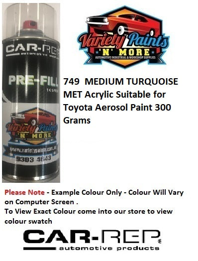 749  MEDIUM TURQUOISE MET Acrylic Suitable for Toyota Aerosol Paint 300 Grams