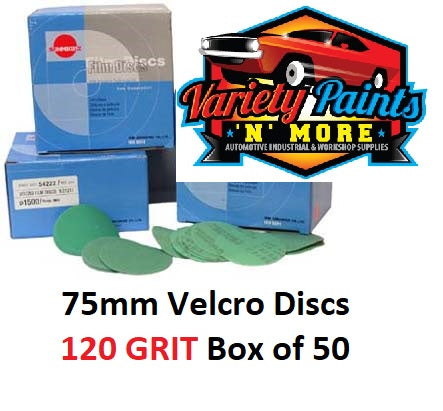 Sunmight 75mm x 120 Grit Film Velcro Discs No Hole Box of 50