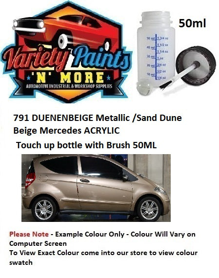 791 DUENENBEIGE Metallic /Sand Dune Beige Mercedes ACRYLIC Touch Up BOTTLE 50ML