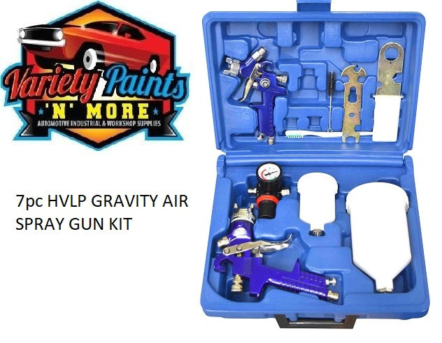 7pc HVLP GRAVITY AIR SPRAY GUN KIT (600ml Gun & Mini Gun ) 2 Gun KIT
