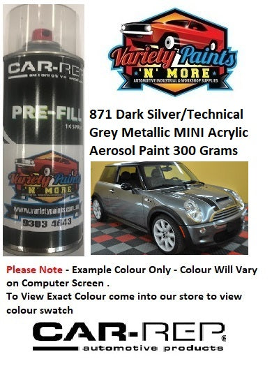 871 Dark Silver/Technical Grey Metallic MINI Acrylic Aerosol Paint 300 Grams