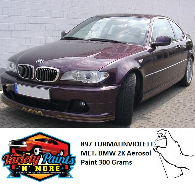 897 TURMALINVIOLETT MET. BMW 2K Direct Gloss Aerosol Paint 300 Grams