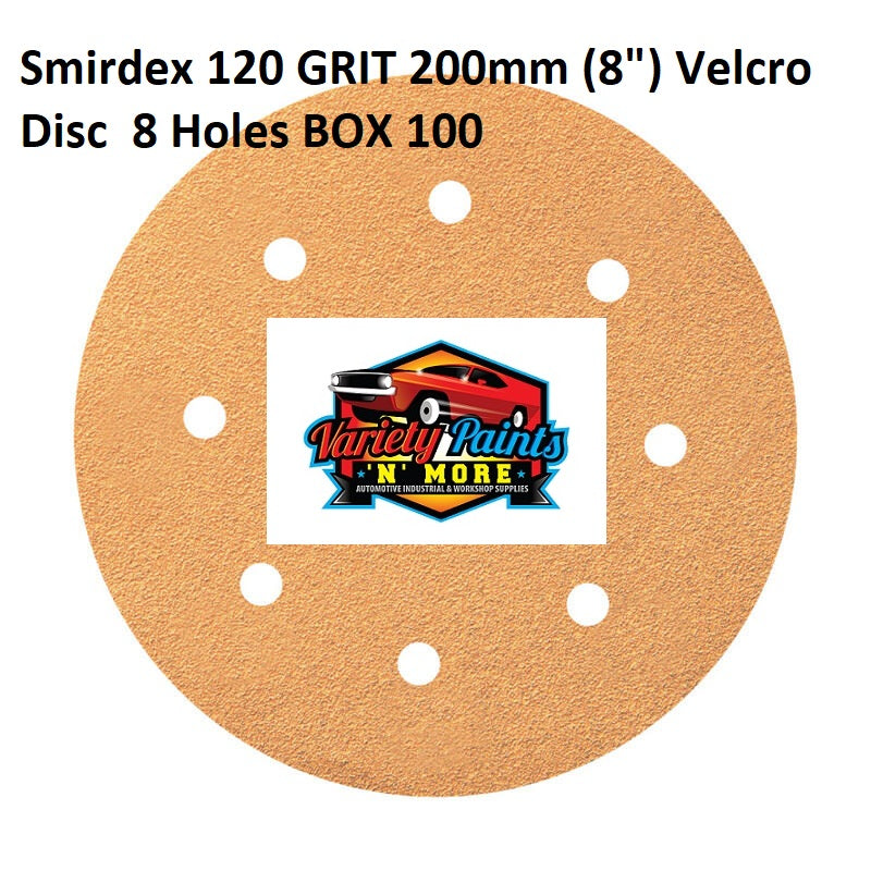 Smirdex 120 GRIT 200mm (8") Velcro Disc  8 Holes BOX 100