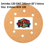 Smirdex 120 GRIT 200mm (8") Velcro Disc  8 Holes BOX 100