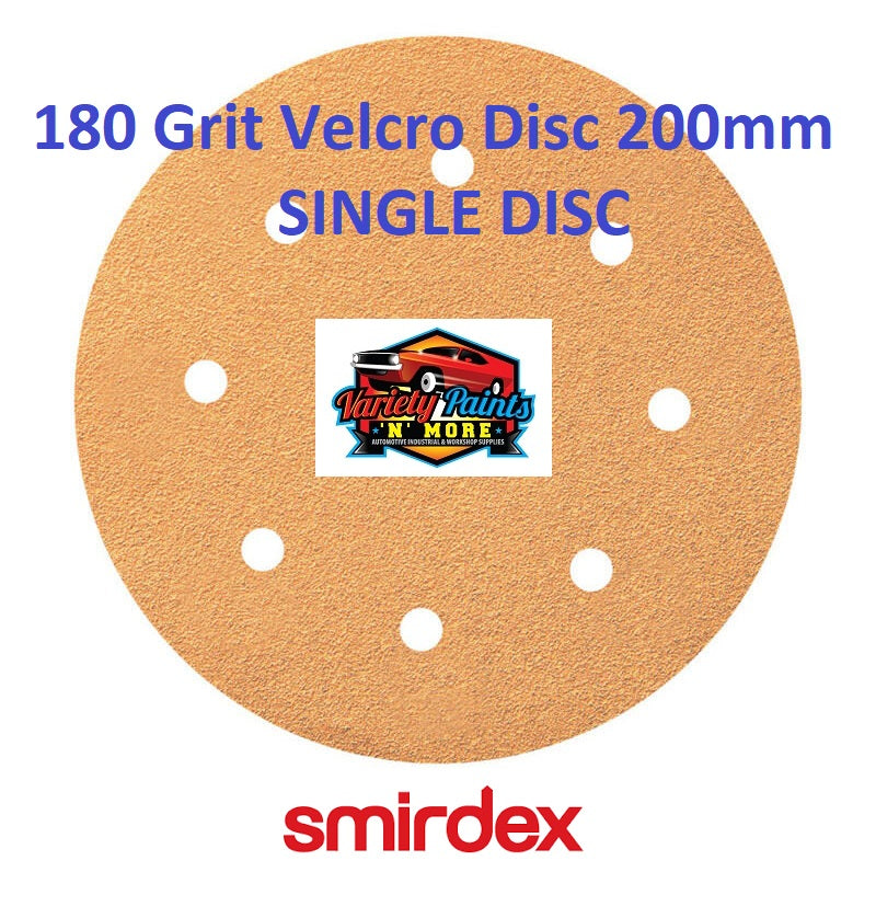 Smirdex 180 GRIT SINGLE VELCRO DISC 200mm (8")  8 Holes