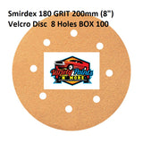 Smirdex 180 GRIT 200mm (8") Velcro Disc  8 Holes BOX 100