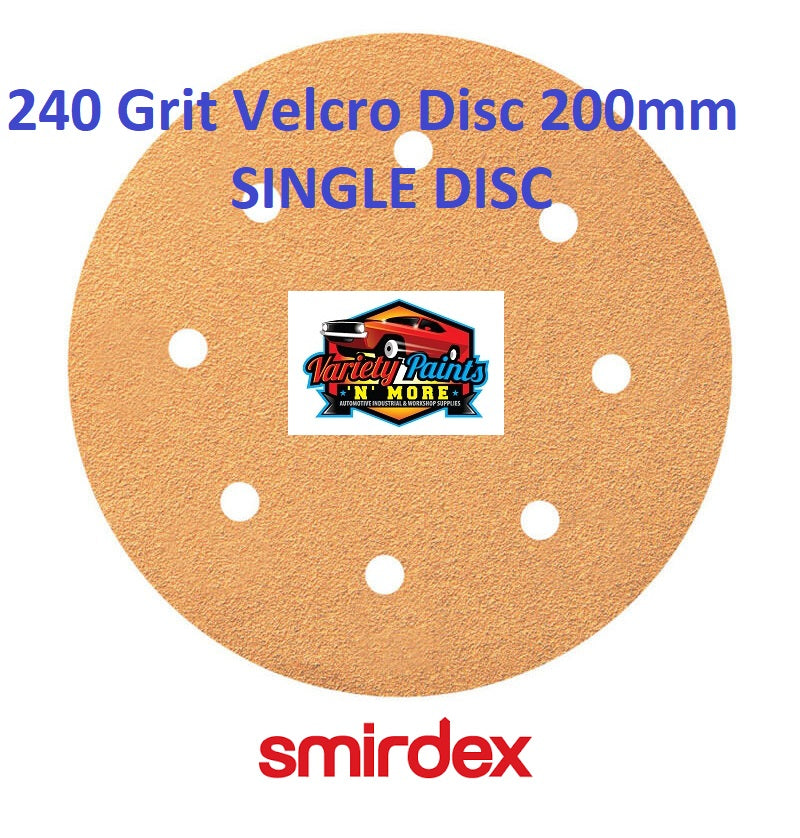 Smirdex 240 GRIT SINGLE VELCRO DISC 200mm (8")  8 Holes