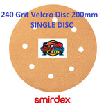 Smirdex 240 GRIT SINGLE VELCRO DISC 200mm (8")  8 Holes 