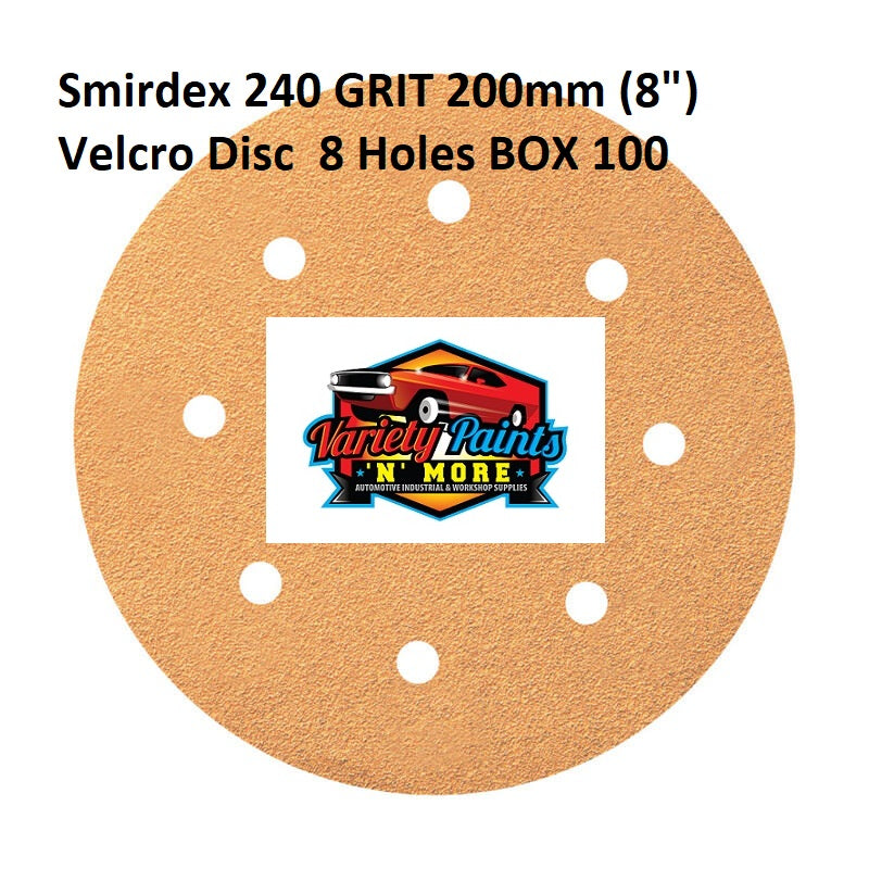 Smirdex 240 GRIT 200mm (8") Velcro Disc  8 Holes BOX 100