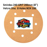 Smirdex 240 GRIT 200mm (8") Velcro Disc  8 Holes BOX 100 
