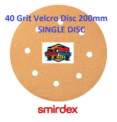 Smirdex 40 GRIT SINGLE VELCRO DISC 200mm (8")  8 Holes