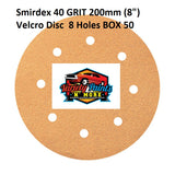 Smirdex 40 GRIT 200mm (8") Velcro Disc  8 Holes BOX 50
