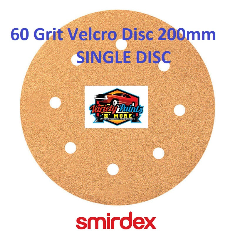 Smirdex 60 GRIT SINGLE VELCRO DISC 200mm (8")  8 Holes