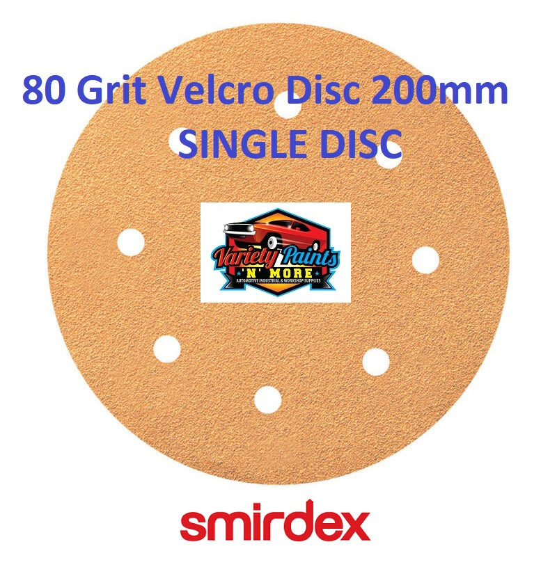 Smirdex 80 GRIT SINGLE VELCRO DISC 200mm (8")  8 Holes