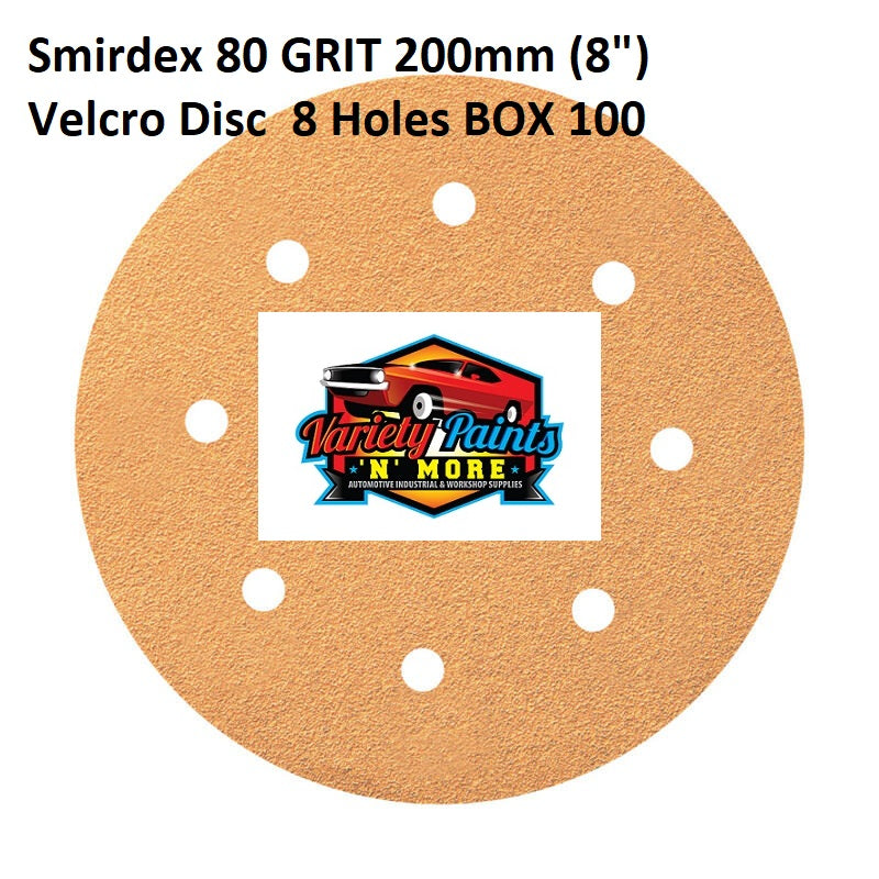 Smirdex 80 GRIT 200mm (8") Velcro Disc  8 Holes BOX 100
