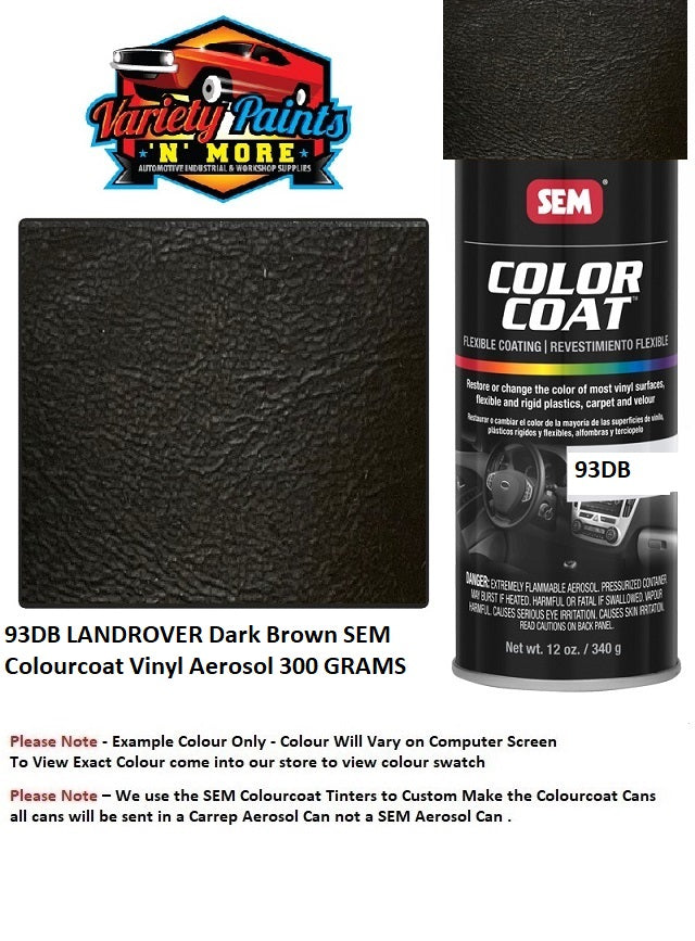 93DB LANDROVER Dark Brown SEM Colourcoat Vinyl Aerosol 300 GRAMS