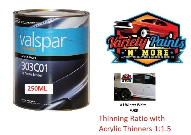 A1 Winter White Ford Standard Acrylic PAINT 250ML Tin