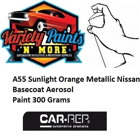 A55 Sunlight Orange Metallic Nissan Basecoat Aerosol Paint 300 Grams
