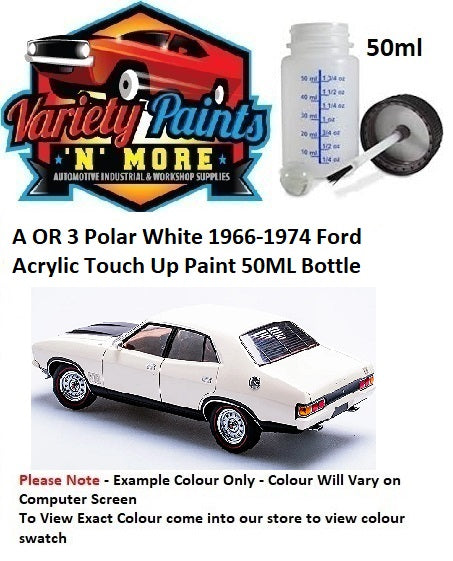 A OR 3 Polar White 1966-1974 Ford Acrylic Touch Up Paint 50ML Bottle