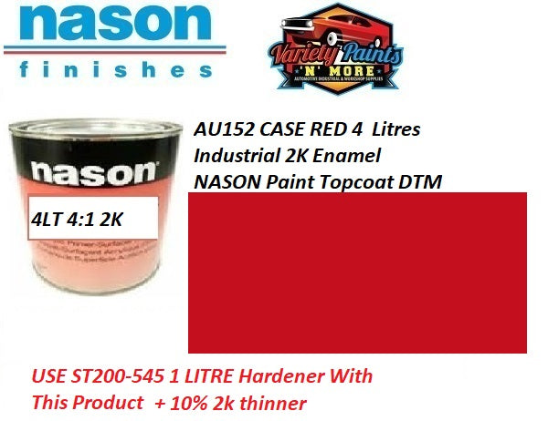AU152 CASE RED 4  Litres Industrial 2K Enamel NASON Paint Topcoat DTM
