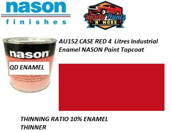 AU152 CASE RED 4  Litres Industrial Enamel NASON Paint Topcoat