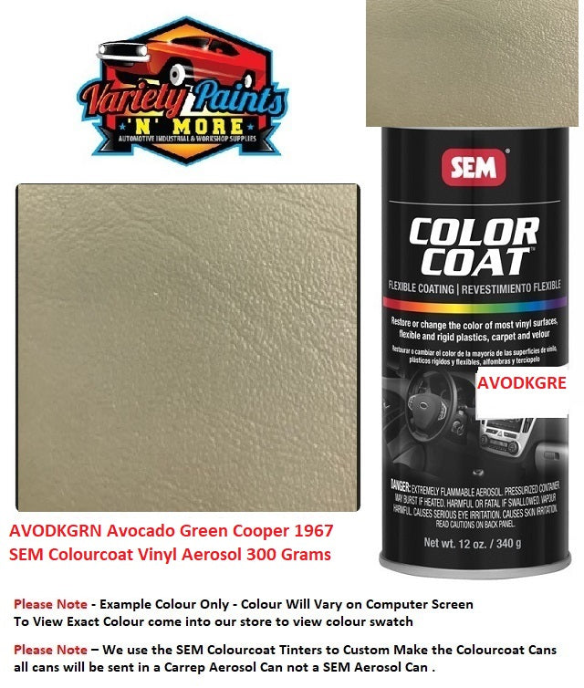 AVODKGRN Avocado Green Cooper 1967 SEM Colourcoat Vinyl Aerosol 300 Grams 3IS 76A