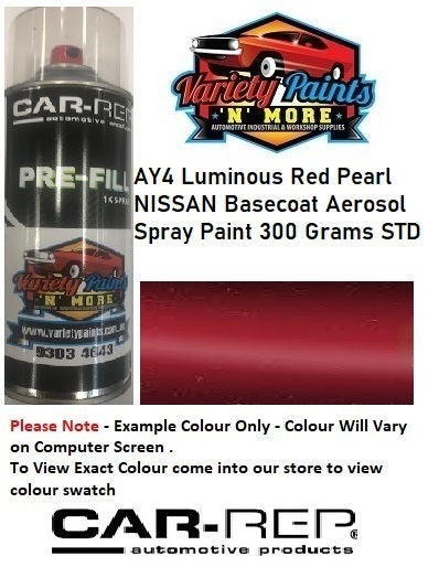AY4 Luminous Red Pearl NISSAN Basecoat Aerosol Spray Paint 300 Grams STD