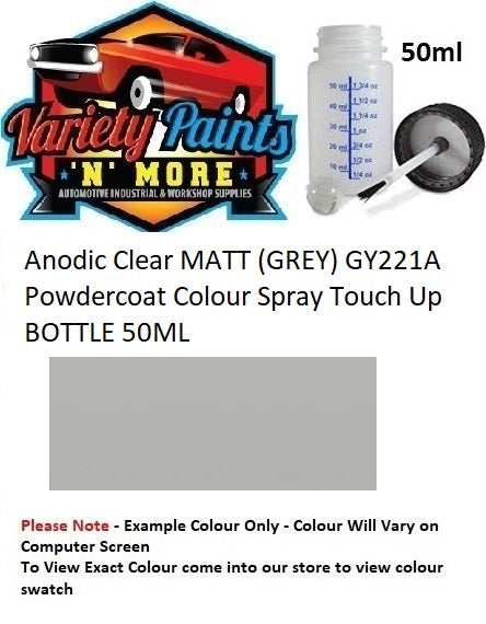 Anodic Clear MATT (GREY) GY221A Powdercoat Colour Spray Touch Up BOTTLE 50ML