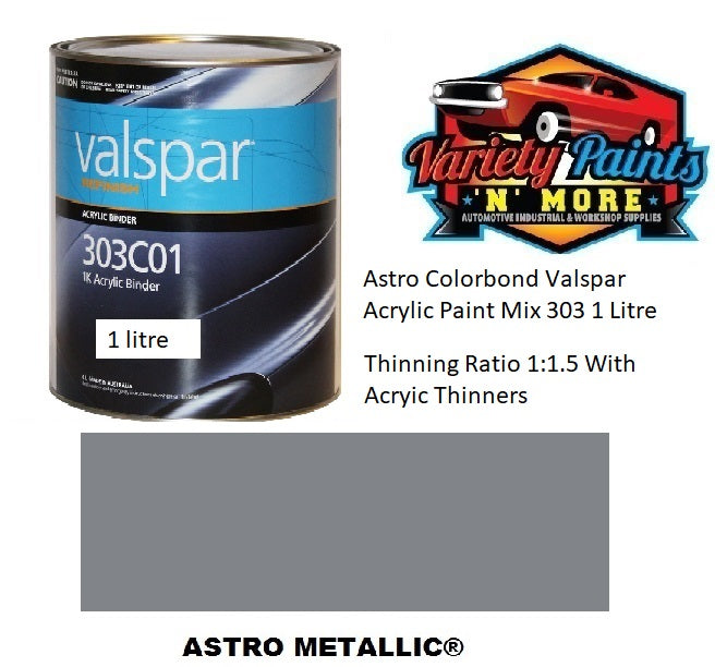 Astro Colorbond Valspar Acrylic Paint Mix 303 1 Litre
