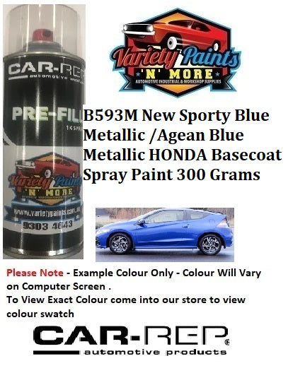 B593M New Sporty Blue Metallic /Agean Blue Metallic HONDA Basecoat Spray Paint 300 Grams