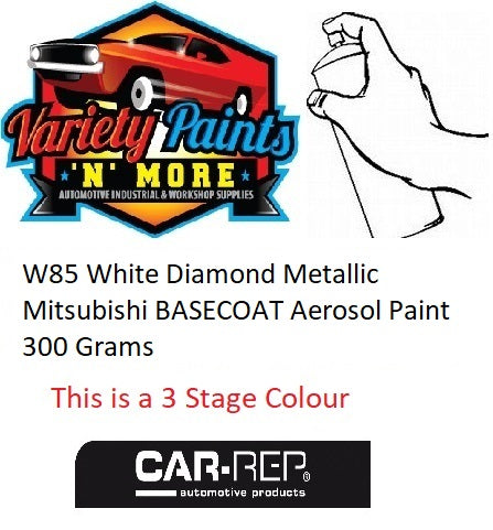 W85 White Diamond Metallic Mitsubishi BASECOAT Aerosol Paint 300 Grams