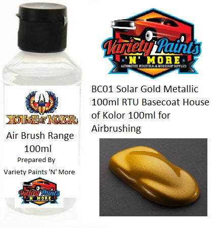 BC01 Solar Gold Metallic 100ml RTU Basecoat House of Kolor 100ml for Airbrushing