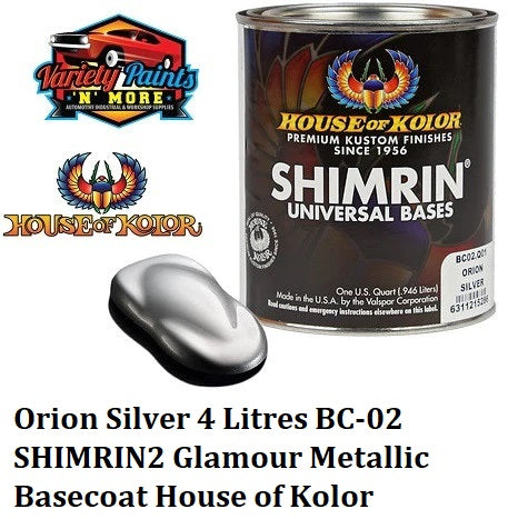 Orion Silver 4 litres BC-02 SHIMRIN2 Glamour Metallic Basecoat House of Kolor