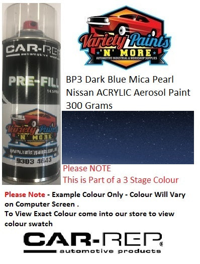 BP3 Dark Blue Mica Pearl Nissan ACRYLIC Aerosol Paint 300 Grams
