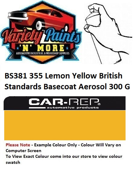 BS381 355 Lemon Yellow British Standards Basecoat Aerosol 300 Grams