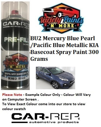 BU2 Mercury Blue Pearl /Pacific Blue Metallic KIA Basecoat Spray Paint 300 Grams